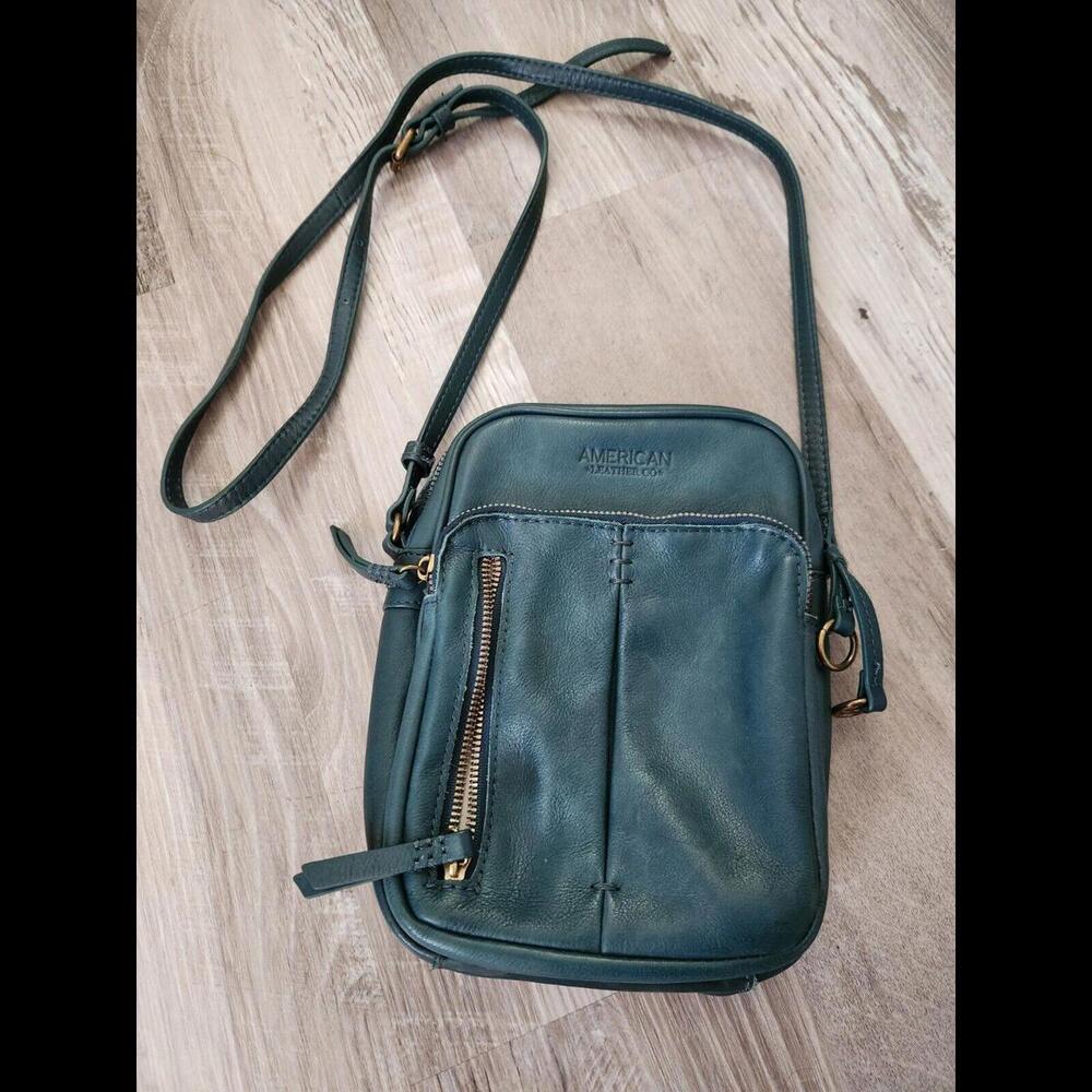 American Leather Teal Crossbody Bag - Picture 3 of 8